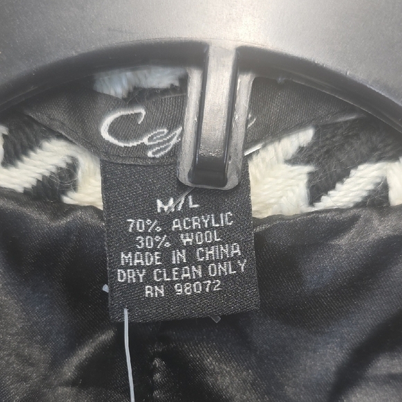 Cejon Houndstooth Cape Poncho Black White Wool Blend M/L NWT - Picture 2 of 13